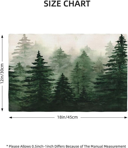 Watercolor Forest Placemats Set of 6,Spring and Summer Kitchen Living Room Table Decor Dinner Mat 12x18 Inch 6 PCS, Style-7