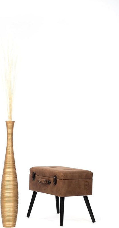 Leewadee Large Gold Home Decor Floor Vase - Wooden 34 inch Tall Farmhouse Decor Flower Holder for Fake Plant and Pampas Grass
