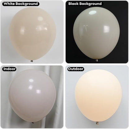 Sand White Balloons Different Size, 123 Packs Beige Balloons Arch Kit, Pack of 18 12 10 5 Inch Ivory Cream Balloons Garland for Boho Birthday Party Wedding Anniversary Baby Shower Decoration