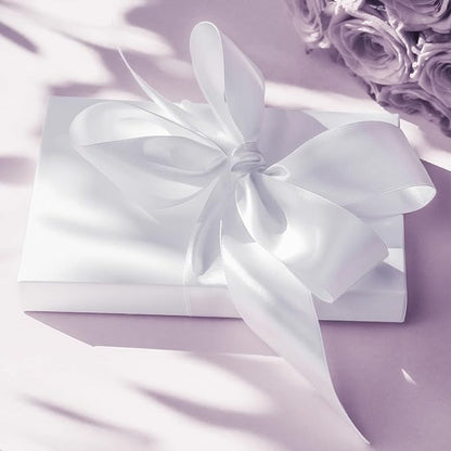 LIUYAXI White Double Faced Satin Ribbon, 3/8" X Continuous 100 Yards, Ribbons Perfect for Gift Wrapping Bows Bouquet Wedding Decor DIY Craft and More