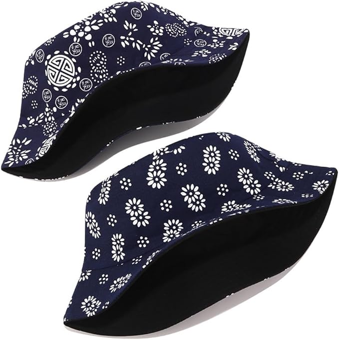 Quanhaigou Bucket Hat for Men Women,Packable Reversible Printed Sun Hats,Fisherman Outdoor Summer Travel Hiking Beach Caps