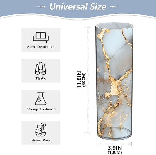 ALAZA White Gilded Marble Flower Vases for Home Decor Kitchen Bedroom Living Room Bathroom Office Table Decorations