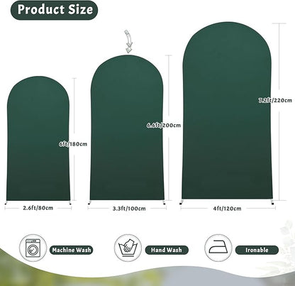6.6FT Hunter Green Arch Cover - Polyester Fitted Wedding Arch Stand Covers Round Top Chiara Arch Backdrop Cover for Birthday Party Banquet Photo Background Decoration