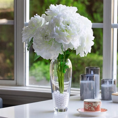 Enova Floral Oval Glass Vase for Flowers, 4.5" W 11.5" H Clear Large Domed Bullet Cylinder Floral Vase for Home Decor, Wedding Centerpiece Event (1 Piece)