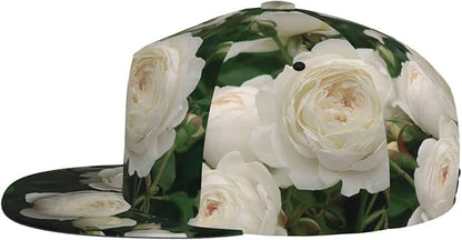 ASYG Rose Baseball Cap Women Hat Fashion Flat Bill Brim Flowers Adjustable Hats Cute Cap