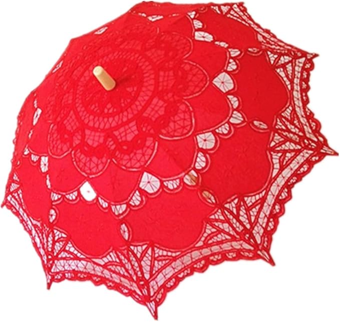 Handmade Red Lace Parasol Umbrella Wedding Bridal 30 Inch Adult Size