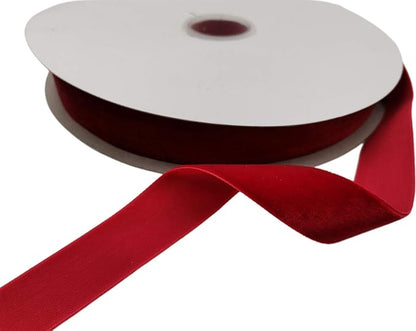 Nylon Velvet Ribbon Single Faced,1 Inch X 25Yards Spool (Hot Red)