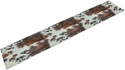 Cow Print Table Runner, Brown Cowhide Print Western Style Table Runner Country Farmhouse Cottage Cow Patten Table Decoration for Home Kitchen Dining, 13x108 in
