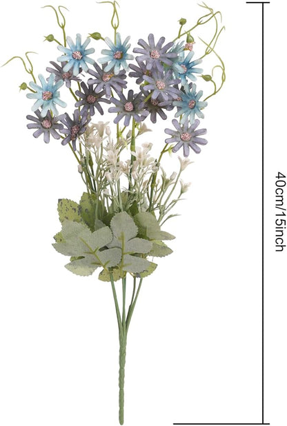 Artificial Flowers Wildflowers Silk Daisy Spring Fake Daisies Decoration Summer UV Resistant Colorful Mixed Bundles Faux Greenery Outdoor Plant Stem Filler for Home Decor Indoor Floral Arrangements