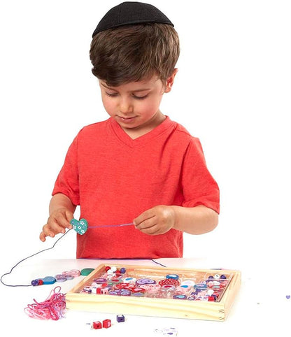 Melissa & Doug Created by Me! Heart Beads Wooden Bead Kit, 120+ Beads and 5 Cords for Jewelry-Making