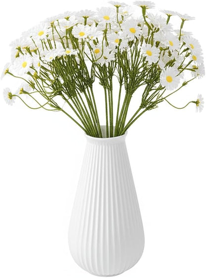 Artificial White Daisy Flowers, 6 Bouquets with 36 Stems, 10 Inch Fake Daisies, Spring Wildflowers for Table Decor
