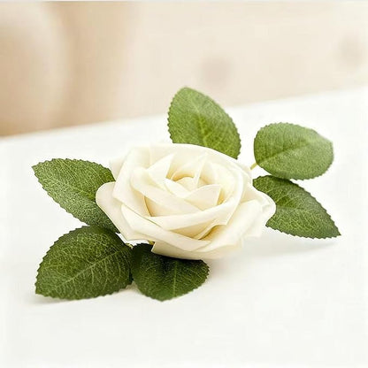 60Pcs Artificial Rose Flowers, Real Looking Fake Roses for Decorations, Foam Rose Bulk with Stems for DIY Wedding Bouquets Floral Arrangements Bridal Shower Party Home Decor (60, Cream)