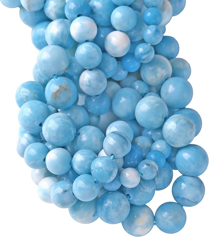 6MM 60PCS Natural Blue Larimar Gemstone Crystal Beads for Jewelry Making DIY Bracelet