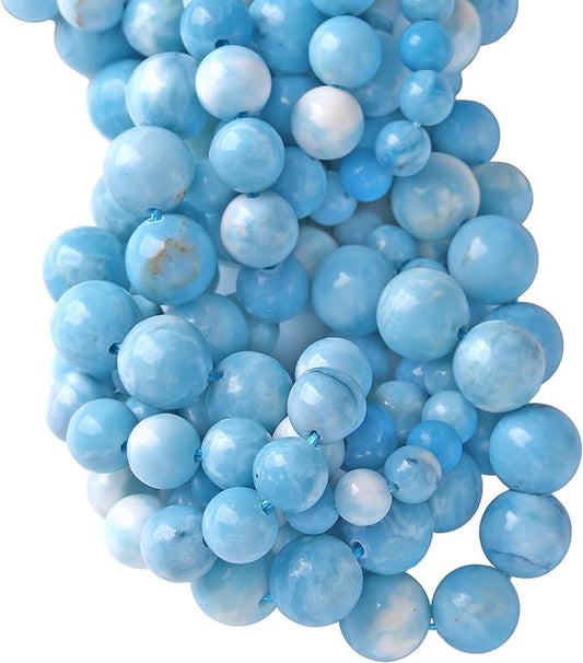 6MM 60PCS Natural Blue Larimar Gemstone Crystal Beads for Jewelry Making DIY Bracelet