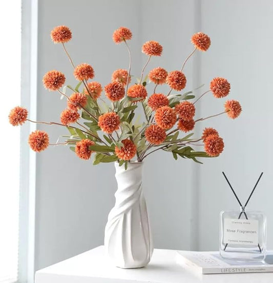 Artificial Flowers for Vases 20.5 Inch 10 Stems，Silk Dried Fake Mums Bouquet Indoor Faux Floral Arrangements for Decoration (Orange)