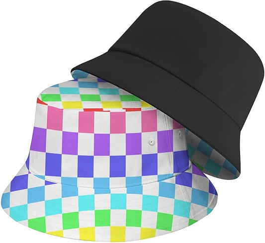 Bucket Hat for Women Men Unisex Sun Cap Packable Outdoor Fisherman Hat Headwear,Reversible Double-Side-Wear