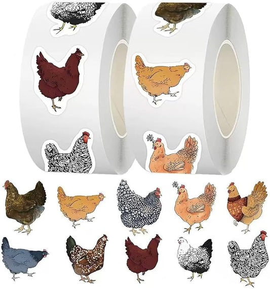 1000 Pcs Chicken Stickers Bulk 2 Roll 1 Inch,Funny Chicken Stickers for Kids Classroom Boys Girls School Students.Cute Animal Sticker Pack Gift for Party Favors Book Water Bottles Laptop
