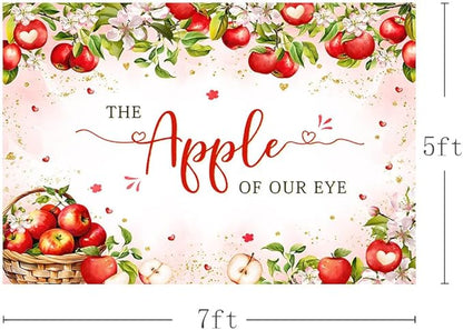 MEHOFOND Fall Apple Baby Shower Photography Backdrop - Apple of Our Eye - Baby Shower Decorations - Autumn Floral Princess - 7x5ft