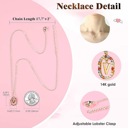 Birthday Gifts for Mom from Daughter, Son, Preserved Real Roses with Initial Necklace V, Meaningful Anniversary Present for Girlfriend Wife Women