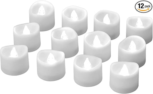 eLander LED Tea Lights Flameless Candle with Timer, 6 Hours on and 18 Hours Off, 1.4 x 1.3 Inch, Cool White, [12 Pack]