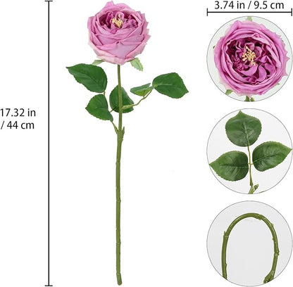 IPOPU 5PCS Purple Roses Artificial Flowers Real Touch Latex Artificial Roses Fake Peony Stems for Wedding Bouquet Party Home Decor (Purple)