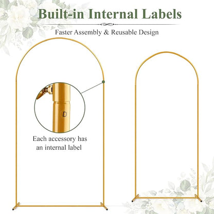 Tamodan 2 Pack Metal Wedding Arch (7.2ft+6ft) - Photo Booth Arch | Decoratable Backdrop Stand for Weddings, Gender Reveal, Baby Showers & More - Tool-Free Assembly
