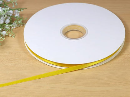 Yellow Double Faced Satin Ribbon 1/4 inch Flower Boutique Gift Wrapping Ribbon 6mm 100yards Fabric Silk Bow Ribbon for Christmas- DIY Crafts Hair Headband-Sewing-Wedding Decorations