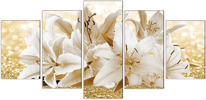 LUDUHU Arts Modern Flower Theme Wall Art - Abstract Orchid Canvas Wall Decor Flower Abstract Painting Still Life Canvas Wall Art for Home Decor (H,Oversize 60x30inch)
