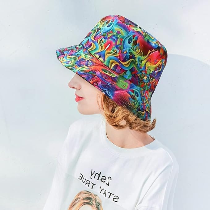 Malaxlx Unisex Bucket Hat Beach Sun Hat Aesthetic Fishing Hat for Men Women Teens, Reversible Double-Side-Wear