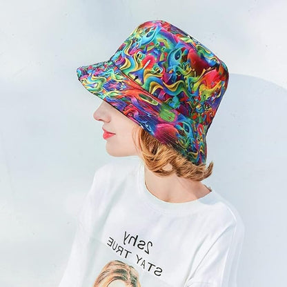 Malaxlx Unisex Bucket Hat Beach Sun Hat Aesthetic Fishing Hat for Men Women Teens, Reversible Double-Side-Wear