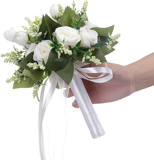 Ochine Bride & Bridesmaid Bouquets - Silk Hand Holding Flower Bouquet for Wedding, Bridesmaid, Valentines Day Decor