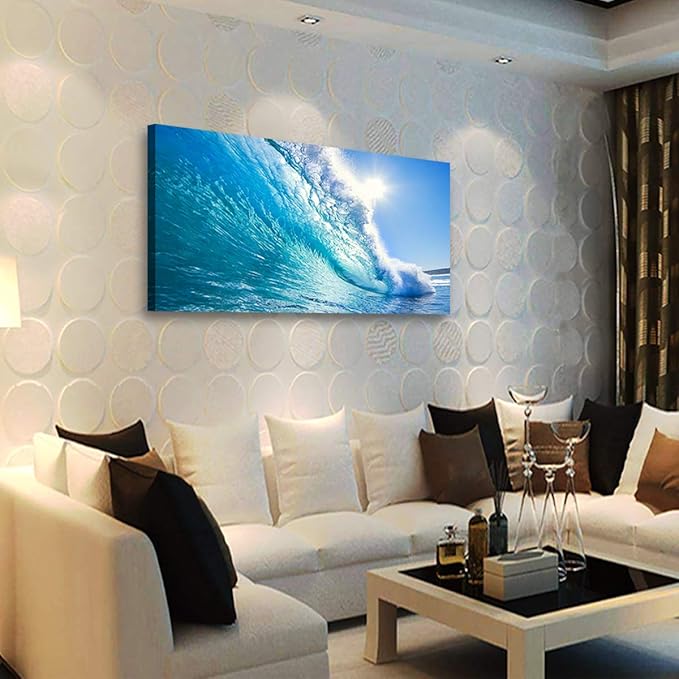 Canvas Prints Wall Art Blue Ocean Wave Surfing Sea Picture Paintings on Canvas Modern Canvas Art For Home Room Office Wall Decorations