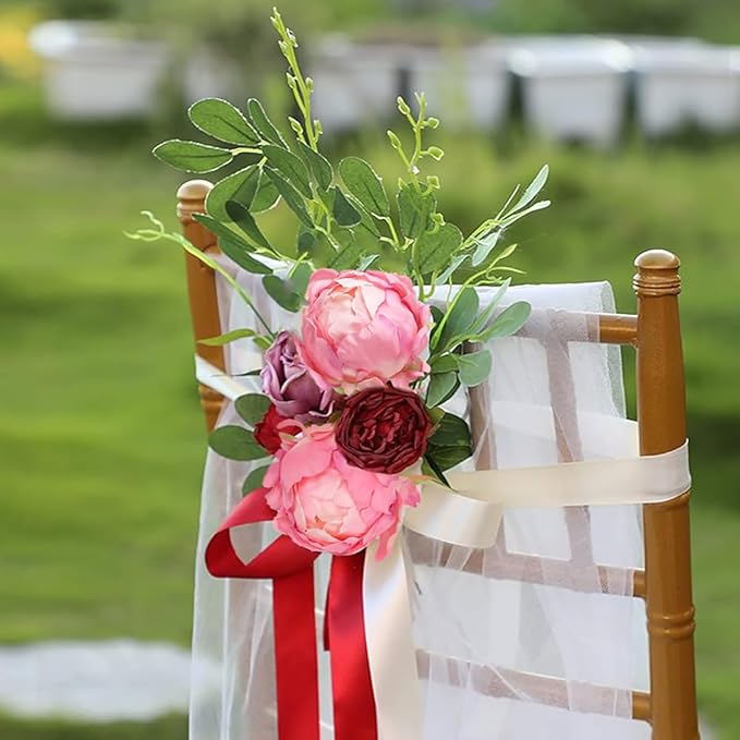10pcs Pink Peonies Artificial Flowers Fake Silk With Single Stem for Wedding Table Centerpieces Home Decorations Bridal Bouquets Floral Arrangements (Deep Pink)