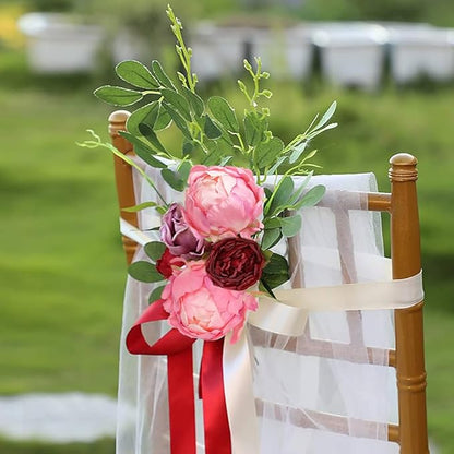 10pcs Pink Peonies Artificial Flowers Fake Silk With Single Stem for Wedding Table Centerpieces Home Decorations Bridal Bouquets Floral Arrangements (Deep Pink)