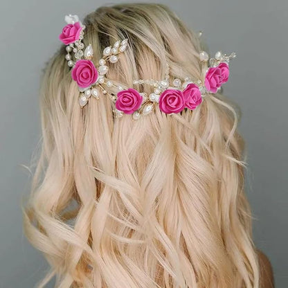 Mini Foam Rose Heads 500PCS Artificial Flower Foam Fake Flower Bulk for DIY Crafts Wedding Bouquets Baby Shower Centerpieces Floral Arrangements Party Tables Home Decorations(Deep Pink)