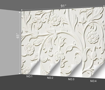 3D Relief Flower Wallpaper Bedroom Modern Flowers murals Trendy Office Decorative Living Room tv Background Large Wall Mural - 91"x65" Not Peel and Stick