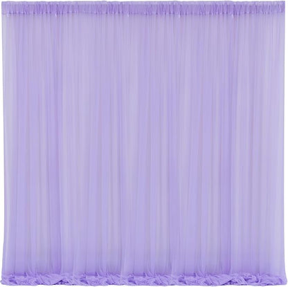10x10 Purple Tulle Backdrop Curtains for Parties, Sheer Backdrop Curtain Wedding Photo Background Drapes for Baby Shower Photography Birthday Party