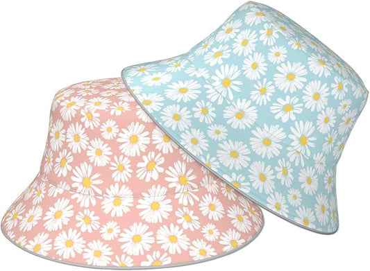 Bucket Hat Beach Summer Sun Hat Reversible Fisherman Hats Double Sided Wearing for Women Men Boys Girls
