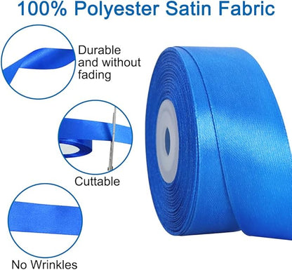 TONIFUL Royal Blue Satin Ribbon 1 Inch X 25yds Solid Silk Ribbons for Gift Wrapping, Craft, Floral Bouquets, Valentine's Day Christmas Gift Wrapping, Party Wedding Decoration