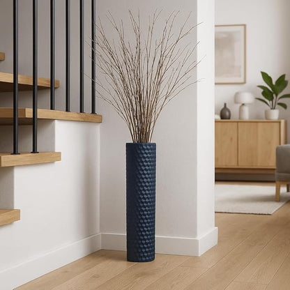 Leewadee Black Tall Floor Vase, Set of 2 Decorative 24/19″ Large Black Vases from Metal for Home Decor Living Room, Style with Pampas Grass for Modern, Vintage, Rustic or Farmhouse Room Decor