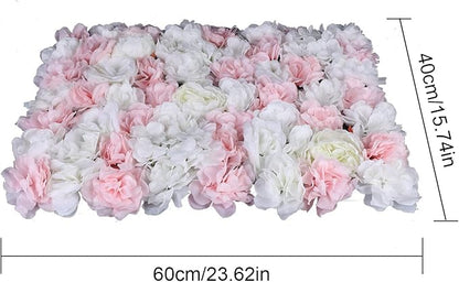 12 Pcs Artificial Flower Wall Panels 60x40cm 3D Flower Background for Wall, Wedding Flower Decorations Wall Silk Rose Panels for Candy Wall, Photo Areas, Stage Background Wall, 24 x16inch