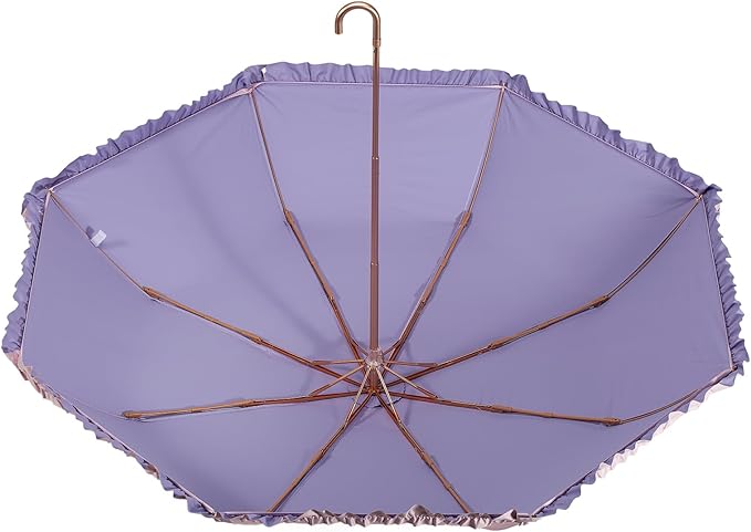 LCY Floral Edge Compact Umbrella Folding Anti-UV Parasol with Hook Handle Sunproof Rainproof & Windproof Umbrella