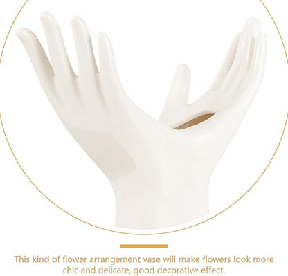 BESPORTBLE Creative Ceramic Hand Vase for Flowers Small Glazed Nordic Style Decorative Vase for Hydroponic Plants and Desktop Floral Arrangement Lightweight and Odorless Material for Home