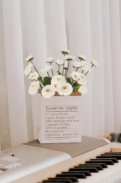 White Artificial Daisy Flowers 8pcs Faux Calendulas Flowers Silk Chrysanthemums with Stems for Floral Arrangements Home Wedding Dining Table Party Decoration(White)