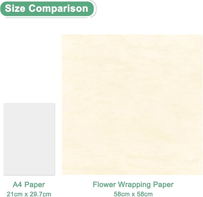 M METERXITY 20-Sheet Korean Cotton Wrapping Flower Paper, Waterproof Floral Wrapping Cotton Paper for Bouquets/Gift Packaging [Beige]