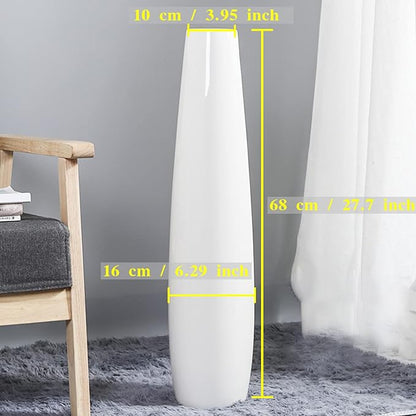 White Ceramic Tall Floor Vase 28 Inches,Flower Holder Decorative Large Vases for Table Centerpieces Shelf Home Decor Living Room Branches Sky-Dried Flower Arrangement Simple Decorative