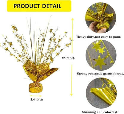 ALISSAR Glitter Gold Star Centerpieces-Table Decorations for Home Decor Birthday Wedding Anniversary Decor (4, Gold)