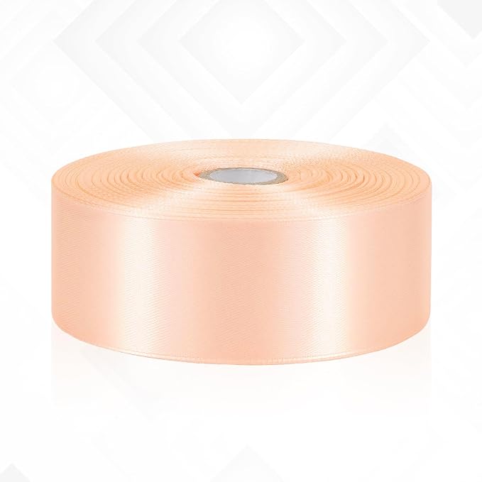 Champagne Pink Satin Ribbon 1-1/2 Inch x 60 Yards, Solid Polyester Fabric Ribbons for Flower Bouquet, Gift Wrapping, Handmade Roses, Crafts, Hair, Wedding