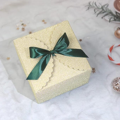 WEWILUCK Small Gift Boxes for Presents, Gold Glitter Christmas Gift Boxes Bulk for Women, Man, Empty Square Gift Box for Gifts Widely Used in Various Occasions(4.75” x 4.75” x 3.53”)