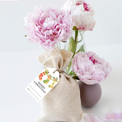 Andaz Press Christmas Holiday Season Classic Gift Tags, Merry Christmas to from Classic Favor Tags, Watercolor Vintage Knit Stockings Design, for Holiday Events, Parties, and Favors, 60-Pack